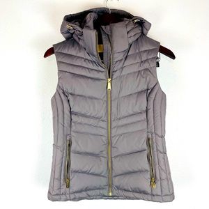 MICHAEL MK Warm Grey Hooded Puffer Vest Size XS